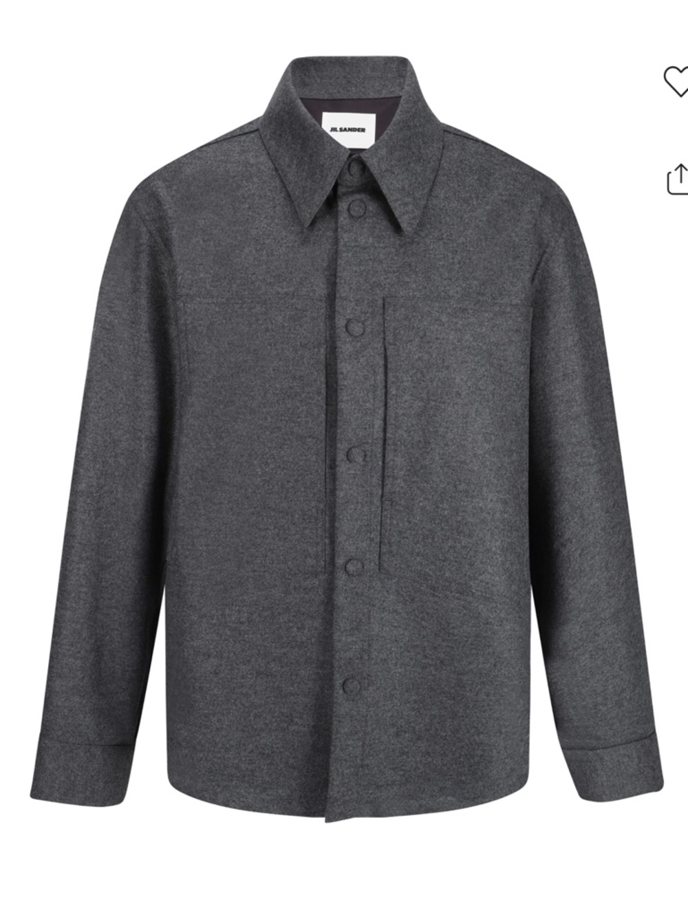 Jil Sander Charcoal Gray Wool Shirt Jacket